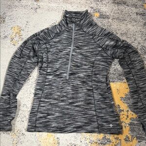 Columbia Gray and Black Striped Quarter-Zip Pullover